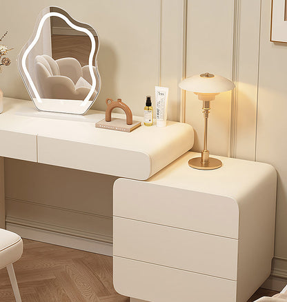 Ward Dressing Table With Side Cabinet & LED Mirror, Cream