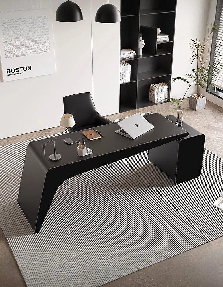 Hargrove Office Desk With Chest Of Drawers, Khaki & Black