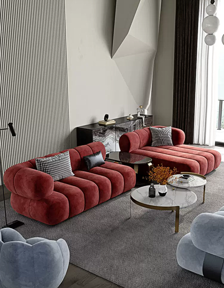Anouk Modern Red Modular Sofa, Three/ Two Seater Sofa-DC Concept-DC Concept
