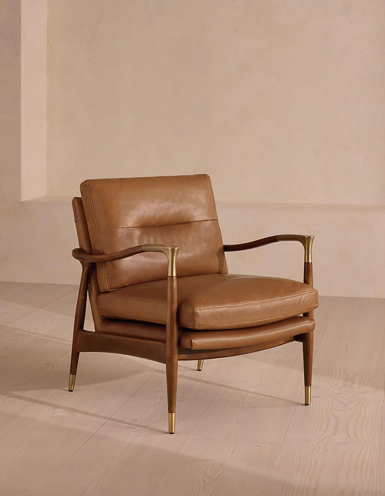 Aizawa Lounge Chair With Footstool, Real Leather