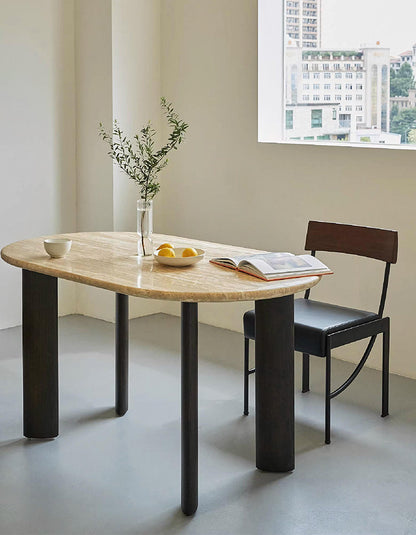 O'Malley Oval Dining Table, Travertin & Solid Wood