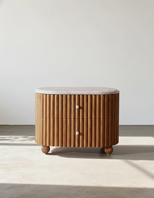 Ava Rounded Rectangle Bedside Table, Marble-bedside table-DC Concept-DC Concept