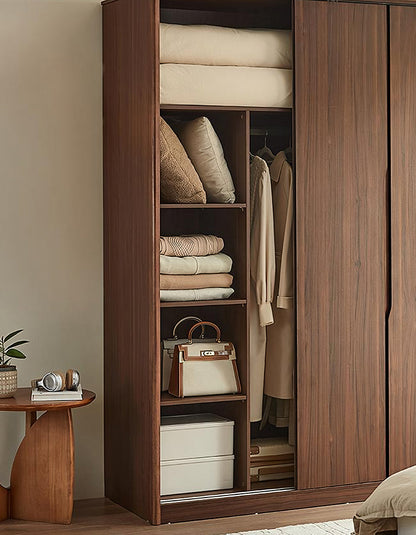 Kimura Slide Door Wardrobe With Hanging Rails, Walnut-DC Concept-DC Concept
