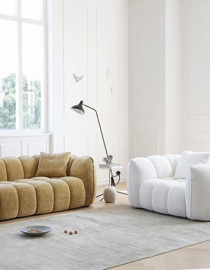 Pooky Pumpkin Single Armchair, White Boucle