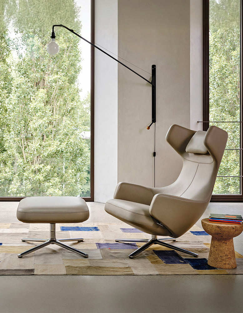 Ghoshal Egg Chair, Wingback Lounge Chair With Recliner & Footstool