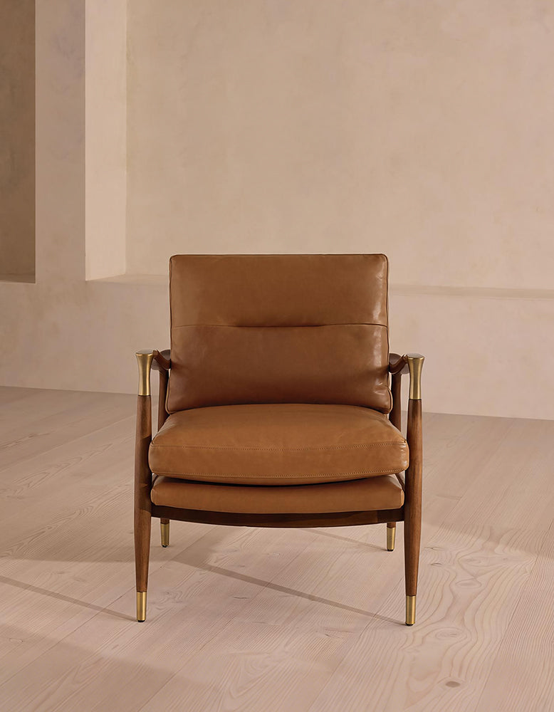 Aizawa Lounge Chair With Footstool, Real Leather