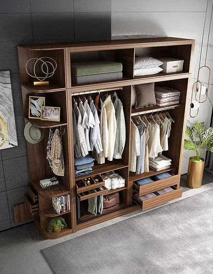 Ueda Double Sliding Door Wardrobe With Lights, Wood