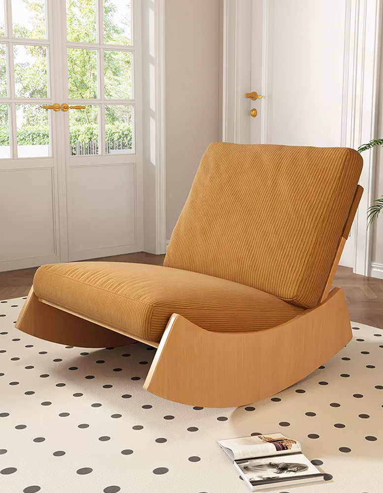 Valdez Rocking Lounge Chair, Corduroy & Wood