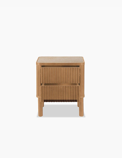 Tannenbaum 2 Drawer Bedside Table, Wood, With Sintered Stone Top