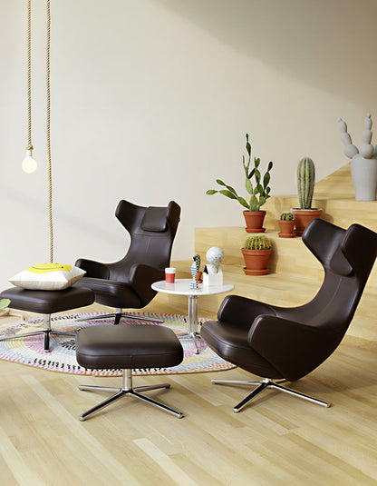 Ghoshal Egg Chair, Wingback Lounge Chair With Recliner & Footstool