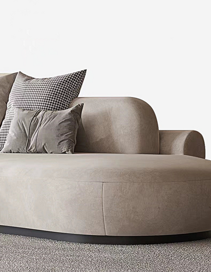 Nicosia Grey Curved Three Seater Sofa, Suede