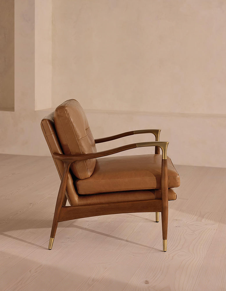 Aizawa Lounge Chair With Footstool, Real Leather