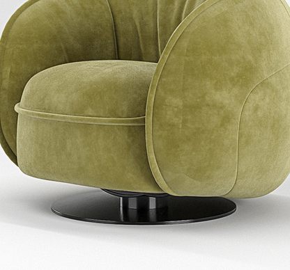 Elowen Swivel Lounge Chair, Green Vintage Armchair