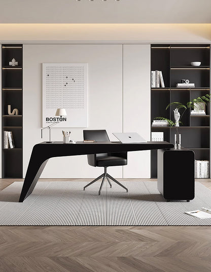 Hargrove Office Desk With Chest Of Drawers, Khaki & Black