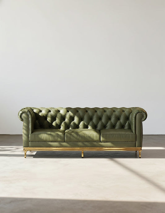 Abbado Chesterfield Three Seater Sofa, Real Leather-DC Concept-DC Concept