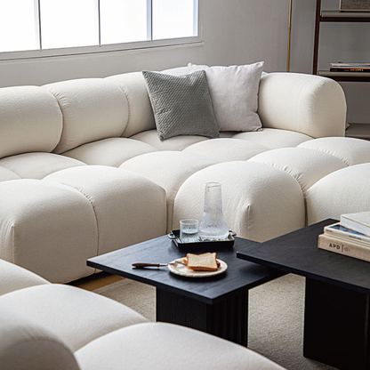 Caius Velvet Three Seater Module Sofa, White Velvet