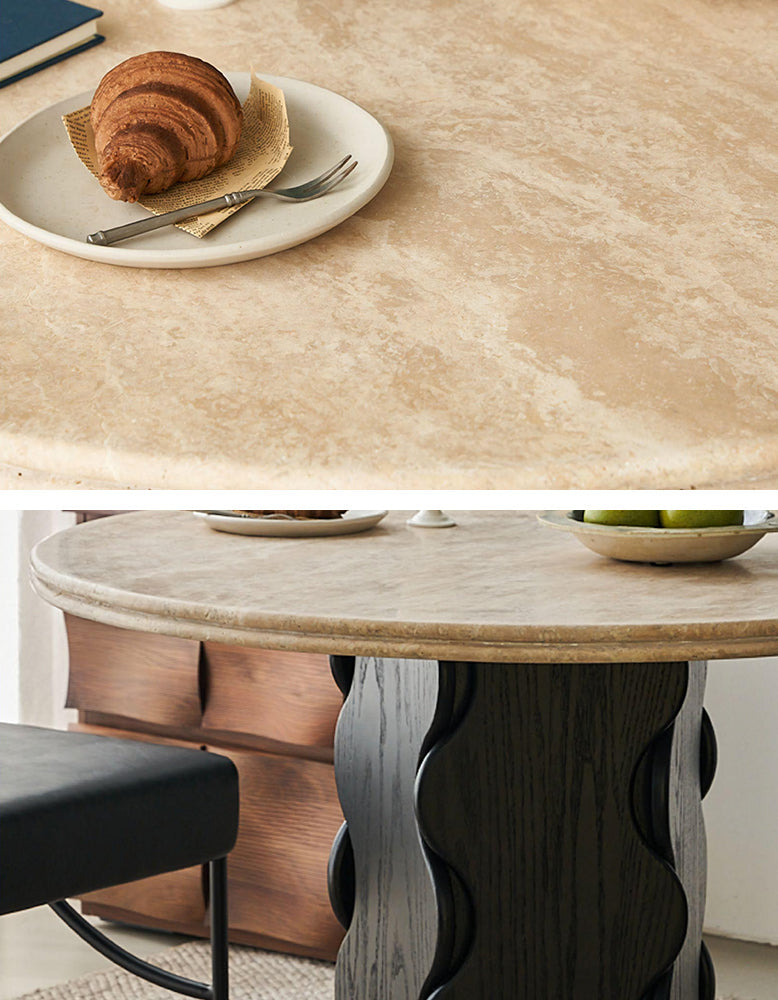 Quintero Dining Table Round, Marble Or Travertine