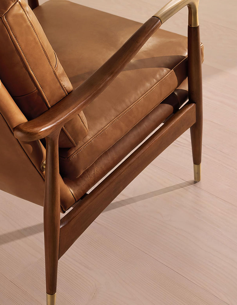 Aizawa Lounge Chair With Footstool, Real Leather