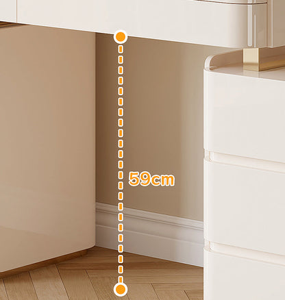 López Dressing Table With 2 Side Cabinets & LED Mirror and Stool, Cream
