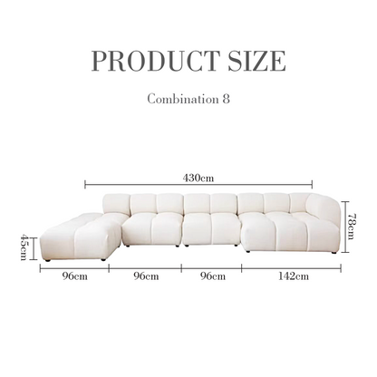 Caius Velvet Three Seater Module Sofa, White Velvet