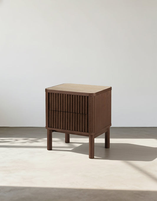 Tannenbaum 2 Drawer Bedside Table, Wood, With Sintered Stone Top-DC Concept-DC Concept