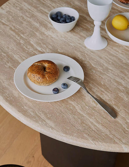 O'Malley Oval Dining Table, Travertin & Solid Wood