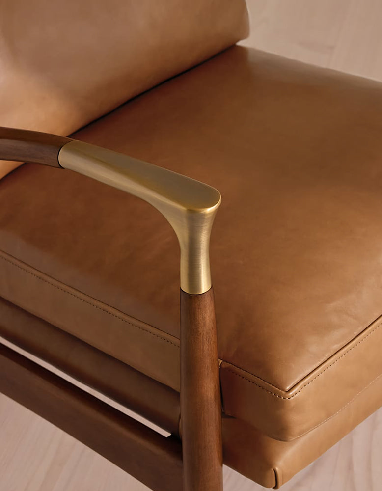 Aizawa Lounge Chair With Footstool, Real Leather