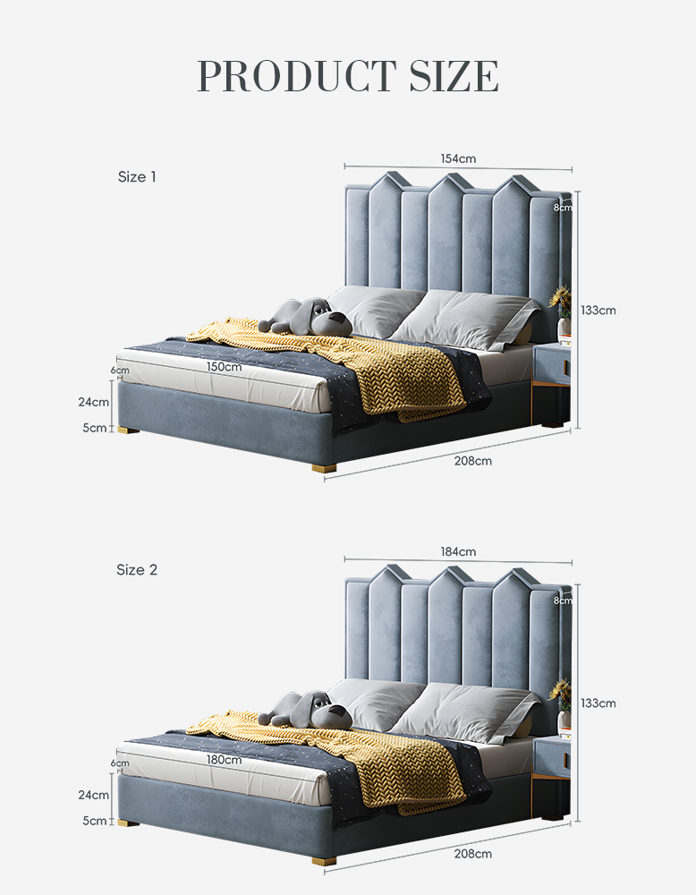 Baber Style King Size / Super King Size Bed, Velvet