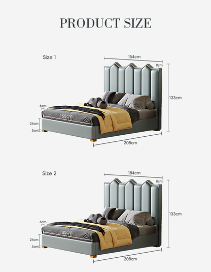 Baez King Size / Super King Size Bed, Leather/Velvet