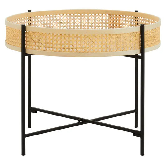 Dhaka Rattan Coffee Table With Cross Metal Base