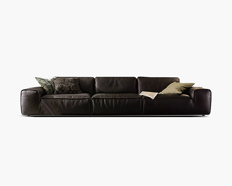 Glover Three Seater Sofa, Black Leather