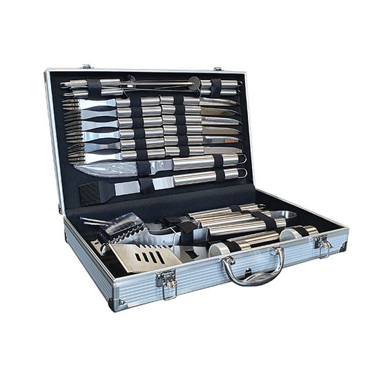 24 Piece Stainless Steel BBQ Tool Kit