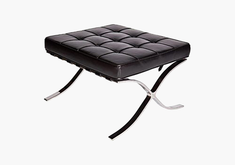 Barcelona Ottoman, Real Leather, White