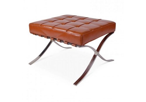 Modern Barcelona Chair And Footstool, Brown Leather｜ DC Concept