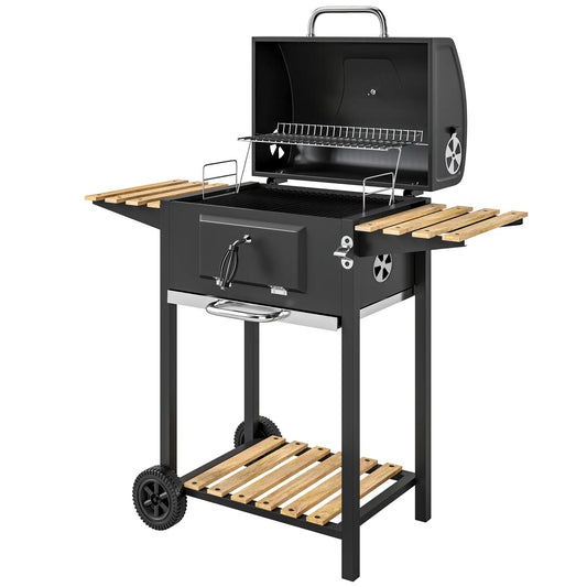 Outsunny 3 Shelf Charcoal BBQ Grill