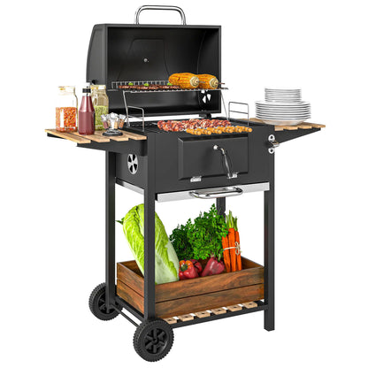 Outsunny 3 Shelf Charcoal BBQ Grill