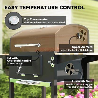 Outsunny 3 Shelf Charcoal BBQ Grill