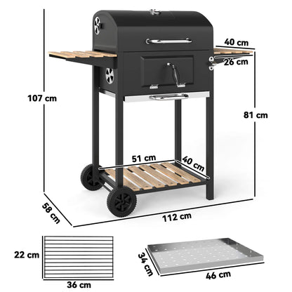Outsunny 3 Shelf Charcoal BBQ Grill