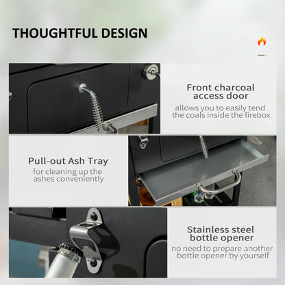 Outsunny Adjustable Charcoal Pan BBQ