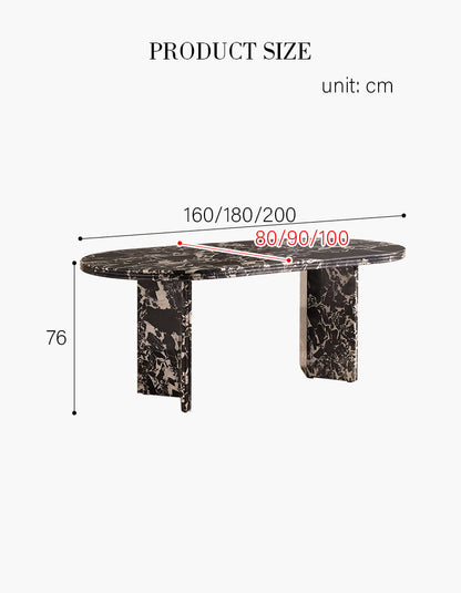 Rosaline Black Marble Dining Table, Oval