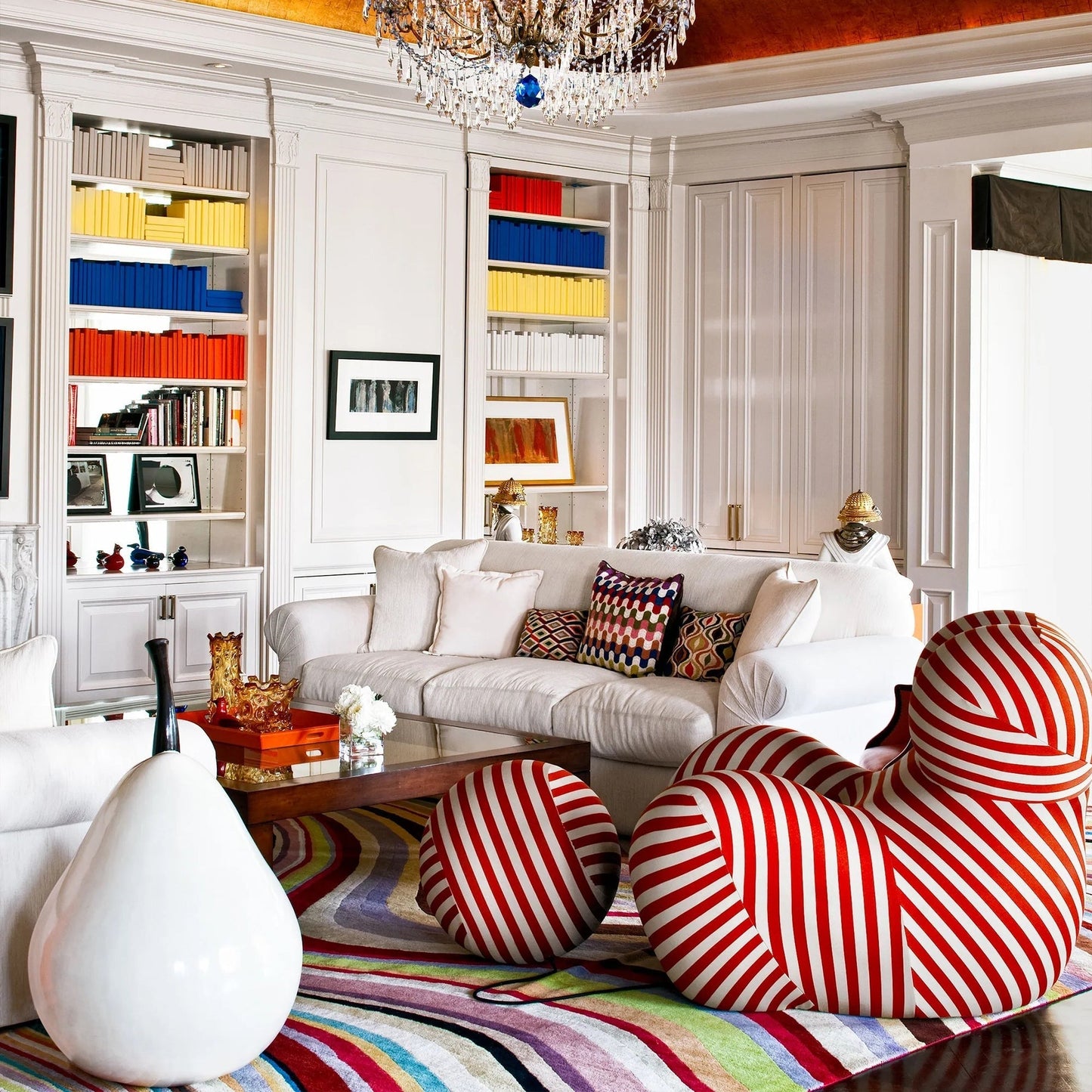 Up50 Armchair With A Ball Stool, Red