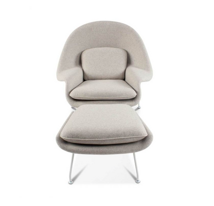 Womb Style Chair & Ottoman In Premium Velvet or Cashmere, Dark Blue｜ DC Concept