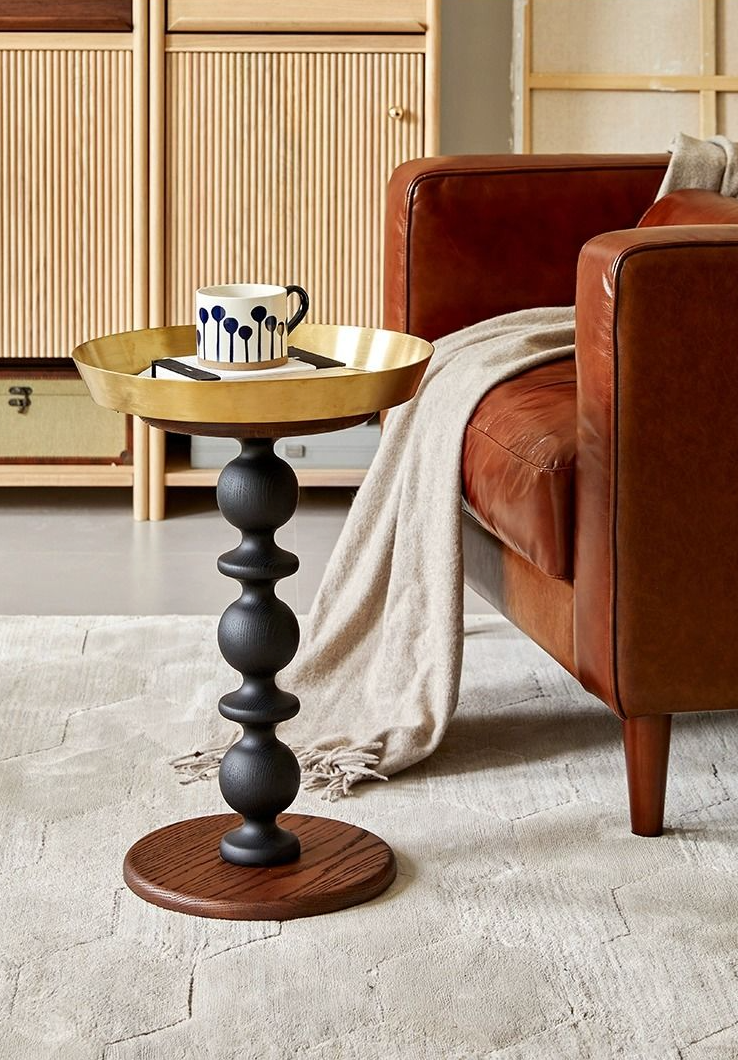 Cosmo Round Side Table With Gold Tray｜ DC Concept