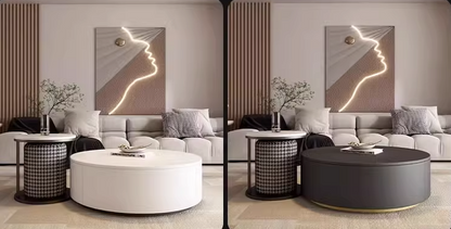 Aria Marble Coffee Table Set, WIth a Mini Stool｜ DC Concept