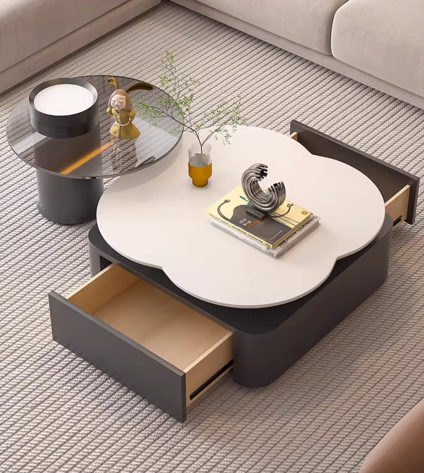 Aroma Flower Nesting Coffee Table, White Top｜ DC Concept