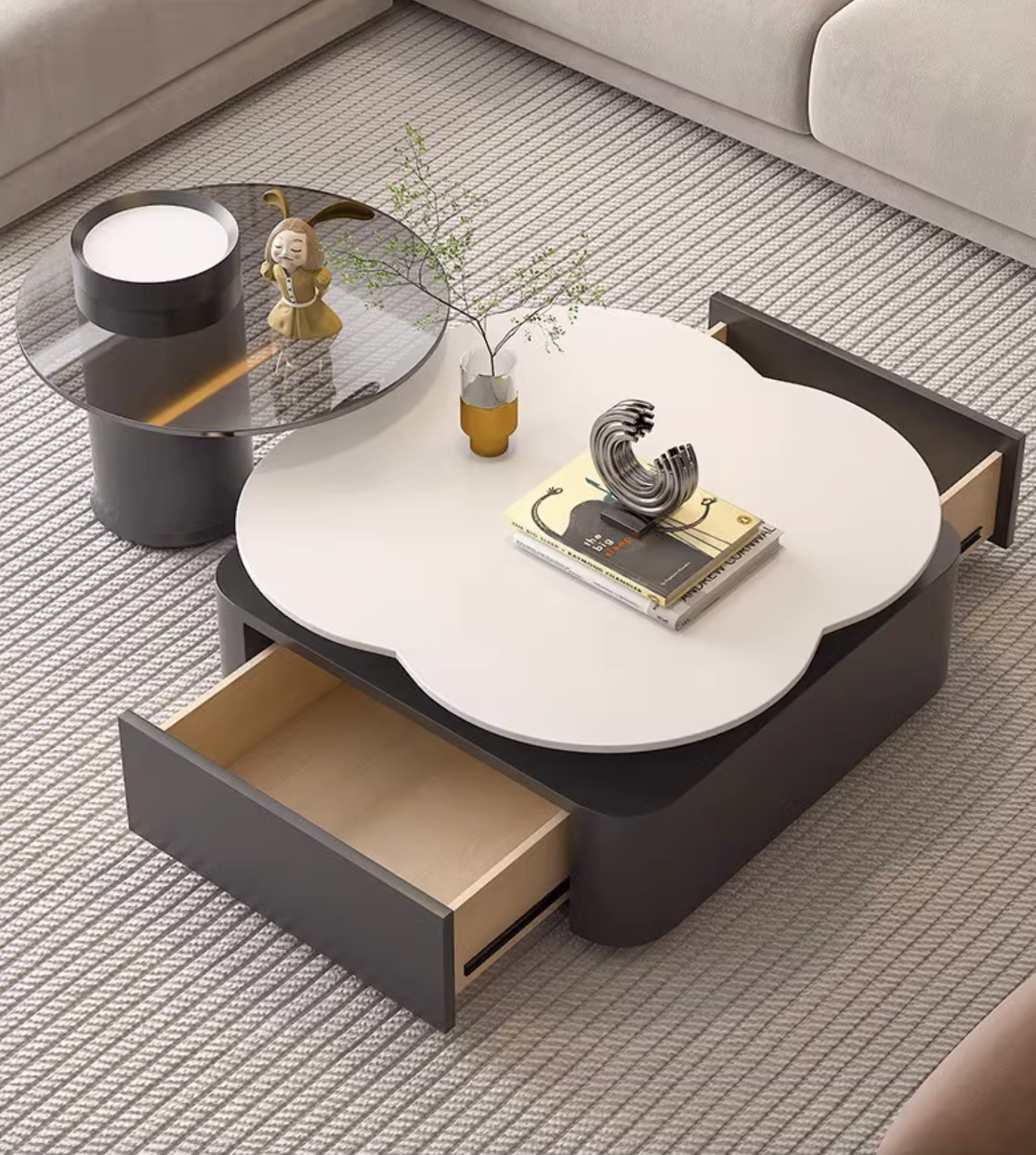 Aroma Flower Nesting Coffee Table, White Top｜ DC Concept