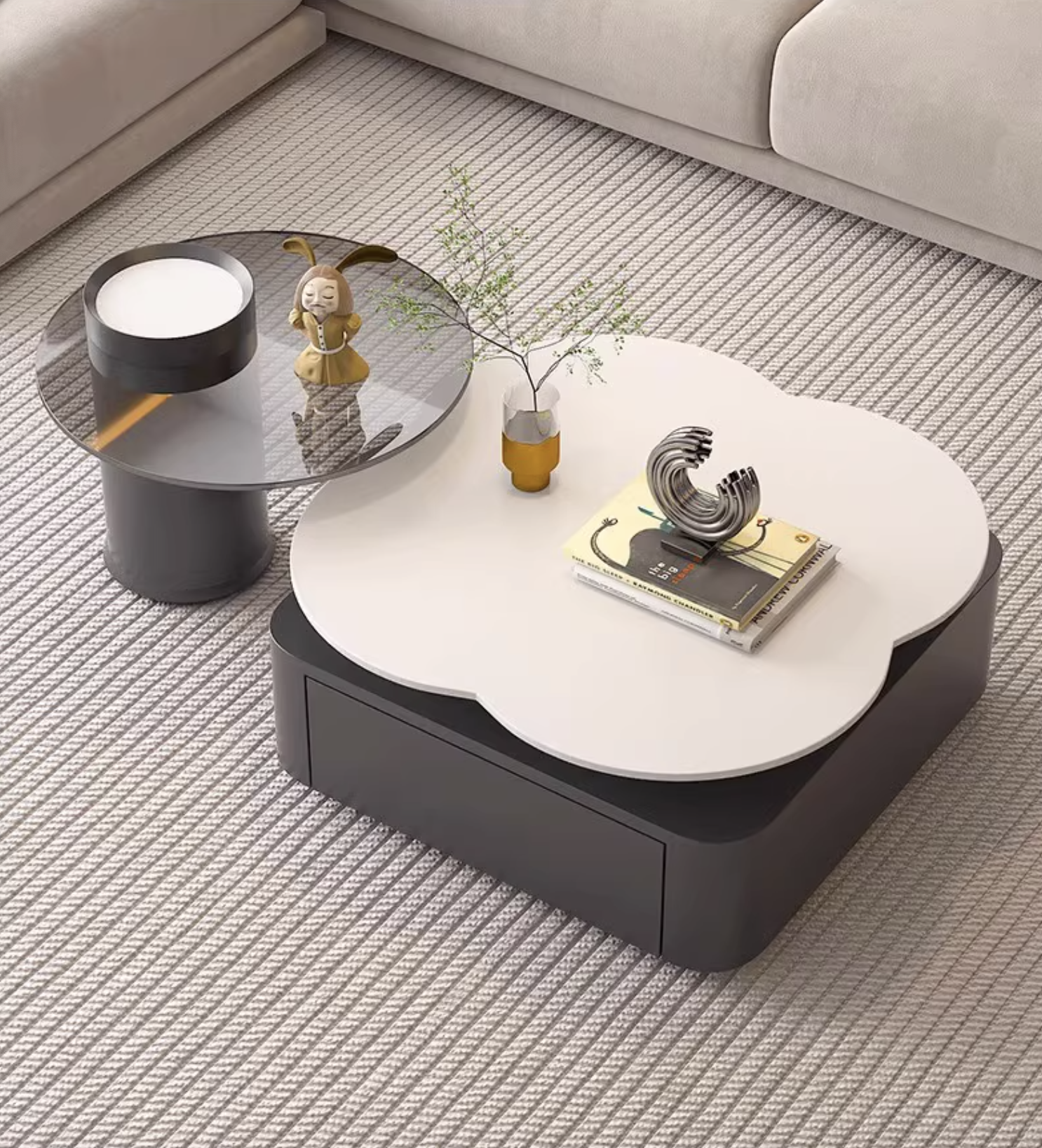 Aroma Flower Nesting Coffee Table, White Top｜ DC Concept