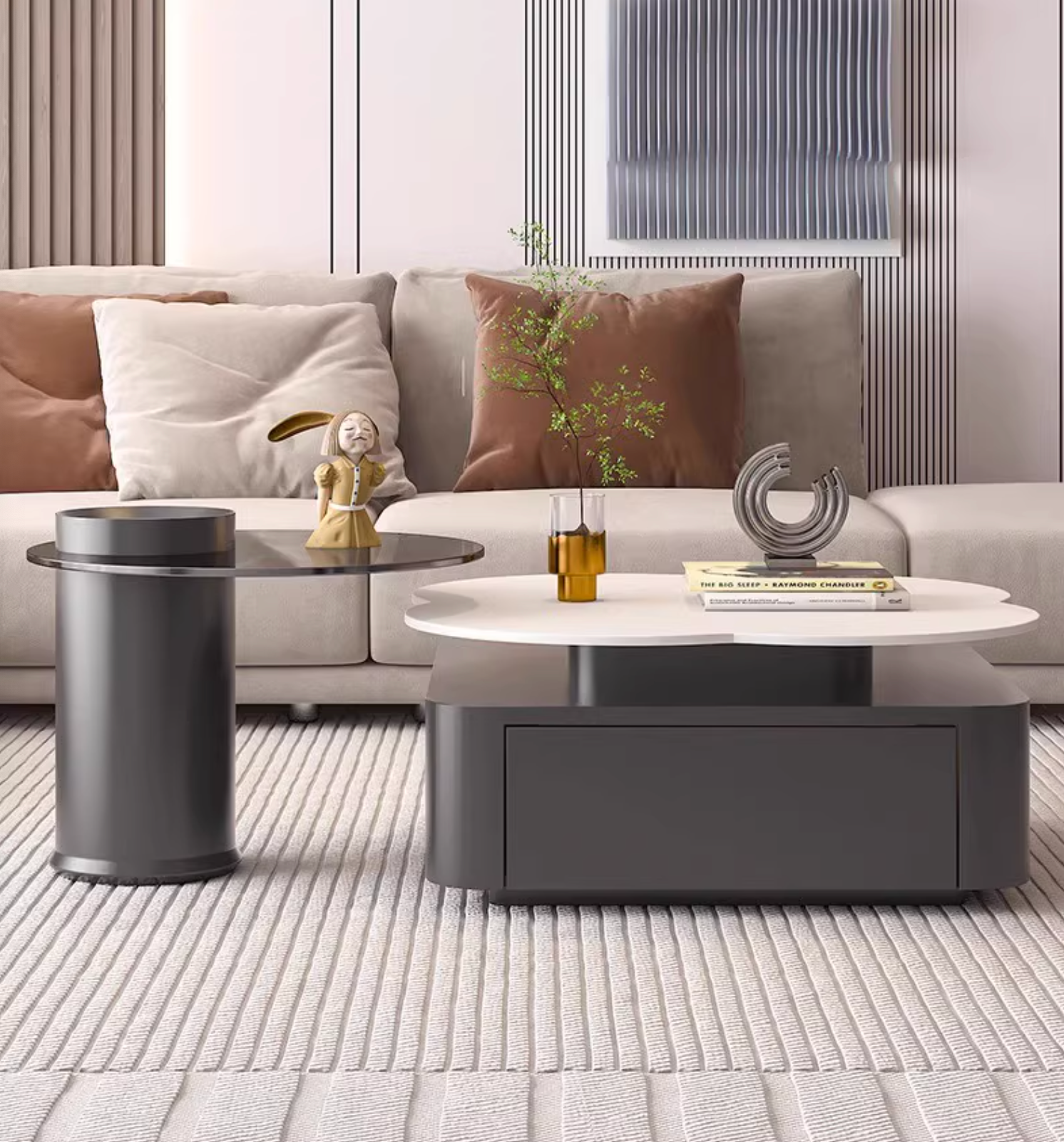 Aroma Flower Nesting Coffee Table, White Top｜ DC Concept