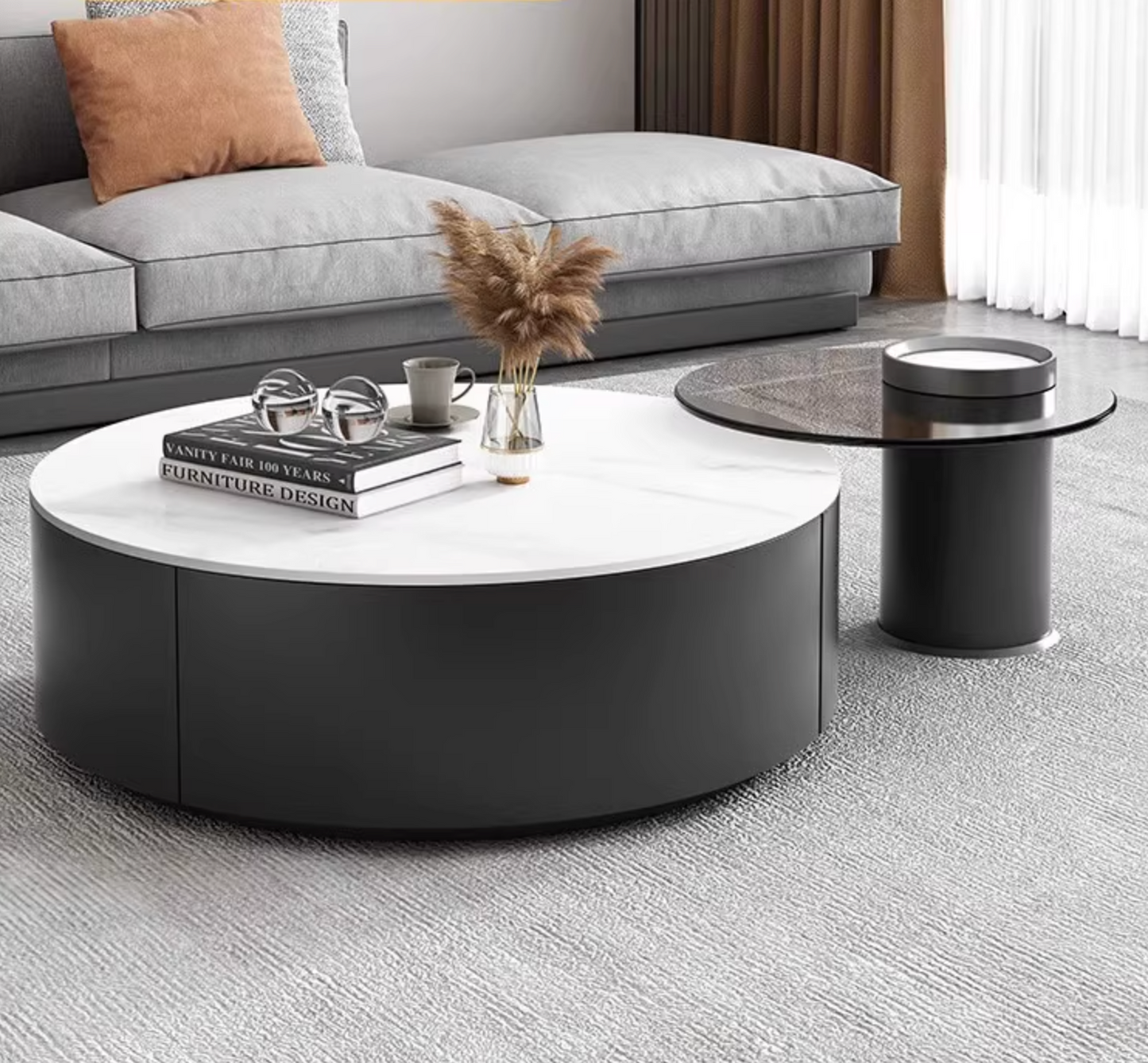 Mosaic Round Nesting Coffee Table Set With Seat Pad｜ DC Concept