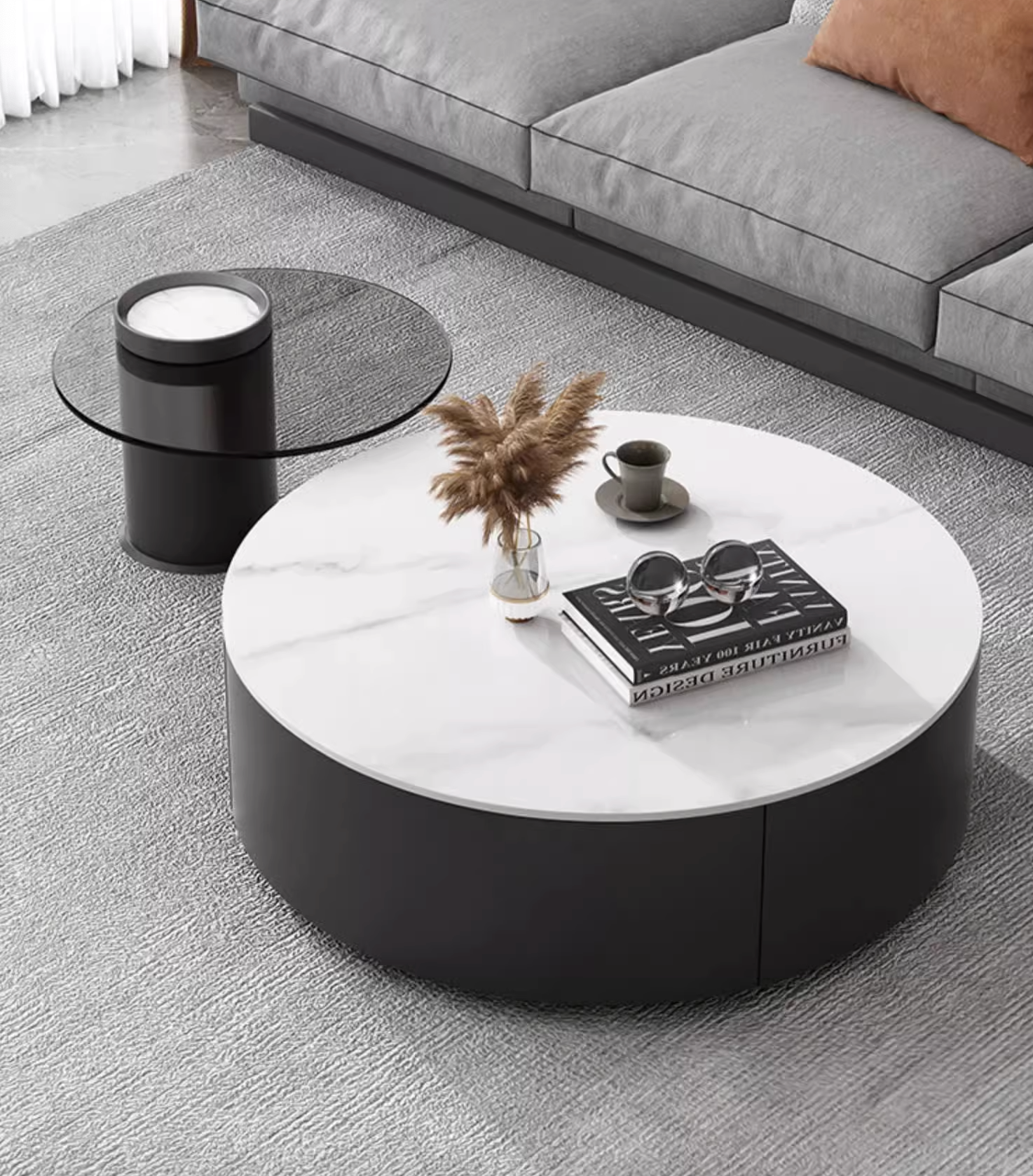 Mosaic Round Nesting Coffee Table Set With Seat Pad｜ DC Concept